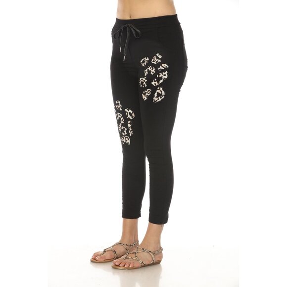 Black Cheetah Detail stretchable pant with Pockets - Picture 5 of 7